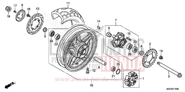 ROUE ARRIERE (MOULURE) de CB1100 ABS GRAPHITE BLACK (NHB01) 2014